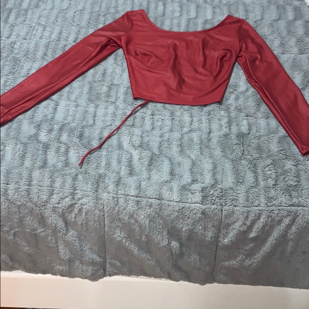 Red leather crop top